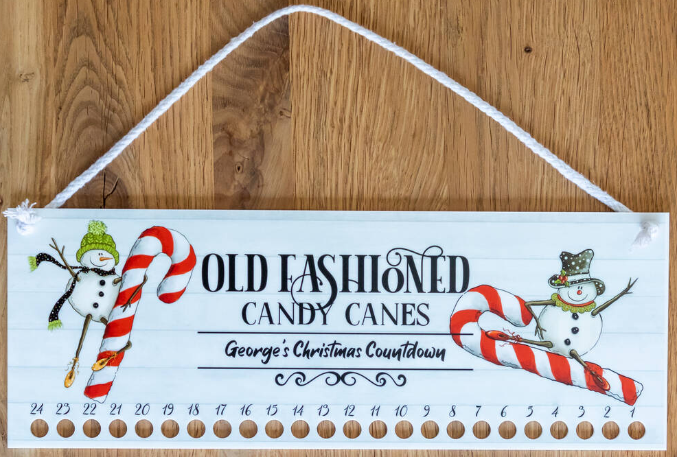 Personalised Candy Cane Countdown Advent Calendar