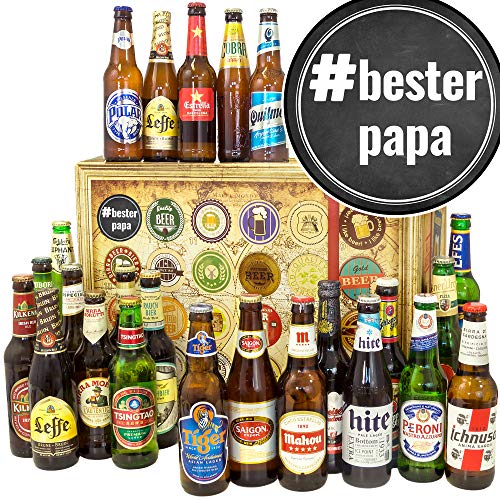 BesterPapa - Vater Geschenke Geburtstag - 24x Bier aus aller Welt - Bier Adventskalender Männer