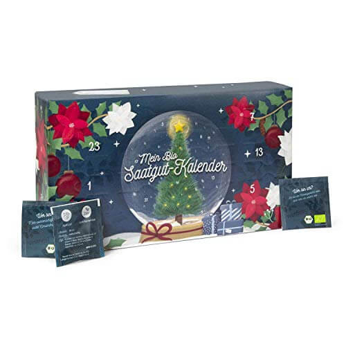 BIO Saatgut Adventskalender "Garten" - 24 verschiedene Gemüse und Kräuter Samen in höchster Qualität, samenfestes Saatgut, perfekt für Hobby-Gärtner und Kinder