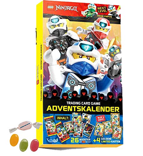 Blue Ocean Lego® Ninjago™ Serie 5 Next Level -1x Adventskalender inkl. 4X LE und 26 Booster Trading Cards zusätzlich erhalten Sie 1 x Fruchtmix Sticker-und-co Bonbon
