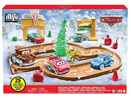 Disney Pixar HGV71 - Cars Minis Adventskalender 2022 für Kinder mit 25 Überraschungen, Spielzeug für 24 Tage, enthält Spielzeugautos, diverses Zubehör und Rennbahn, ab 3 Jahre variant