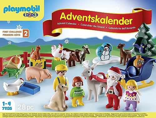PLAYMOBIL1.2.3 Adventskalender 71135 Weihnacht auf dem Bauernhof, Adventszeit voller Überraschungen, Lernspielzeug für Kleinkinder, Spielzeug für Kinder ab 12 Monaten variant