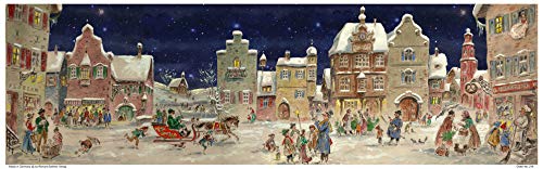 Richard Sellmer Verlag Nostalgischer Adventskalender aus Papier mit Bildern und Glitzer für Kinder und Erwachsene Winterliches Treiben auf dem Marktplatz