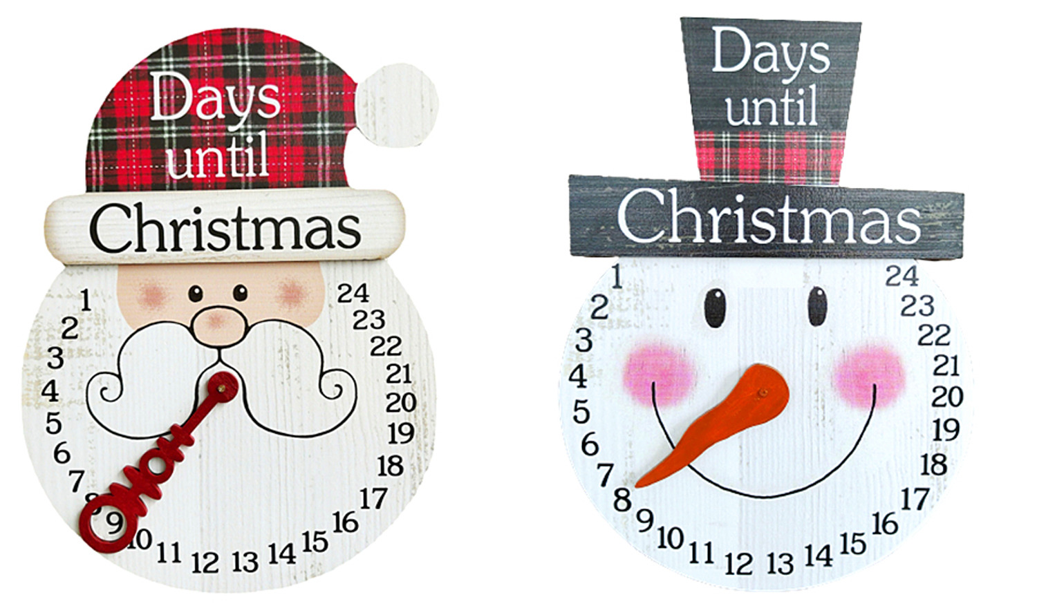 The Range Christmas Wooden Advent Calendar Countdown Clock - Red / Snowman or Santa