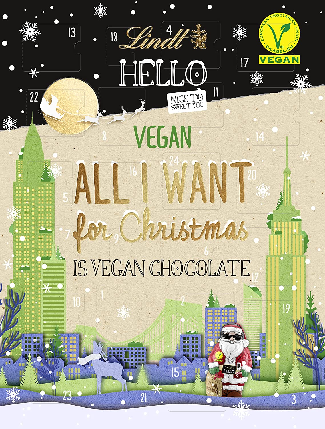 Lindt HELLO Schokolade zu Weihnachten | Adventskalender vegan 2022 | 228 g | Schokolade mit Hafer Drink für die Weihnachtszeit
