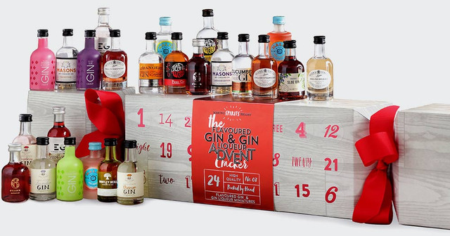The Flavoured Gin & Gin Liqueur Cracker Advent Calendar - Inhalt Content (EN)