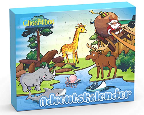 Cheer4bee Adventskalender 2020, 24 Stücke Spielzeugset von Dschungel Tieren, Tierwelt, Weihnachtskalender für Jungen Kinder Spielzeug, Spielzeug Lernen, Partyzubehör
