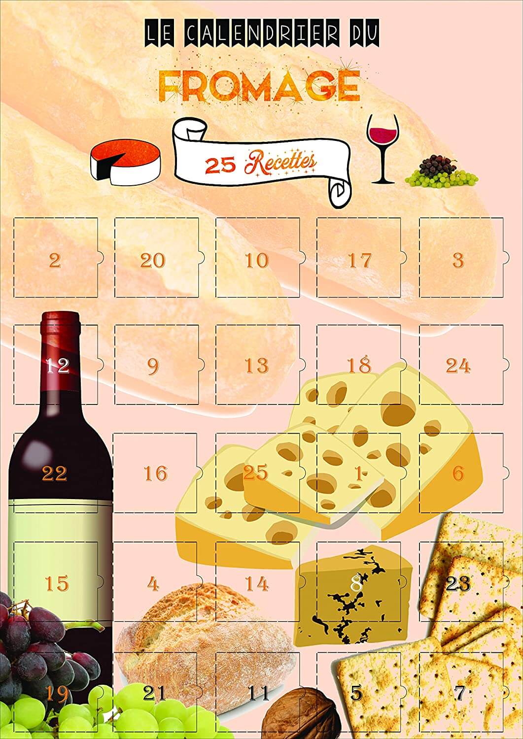 Cheese Advent Calendar – 25 Cheese Recipes – Calendar Images and Texts in French – Made in France