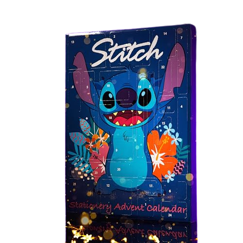 Disney Stitch Adventskalender 2023 Schreibwaren Lilo und Stitch Kinder: 24 Überraschungen mit Schreibwaren, Stempel, Zubehör (Blau Stitch Schreibwaren) variant