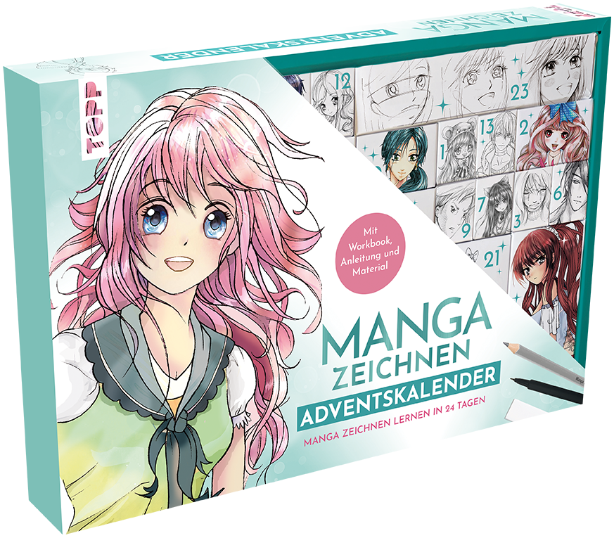 Manga zeichnen Adventskalender - Manga zeichnen lernen in 24 Tagen | Material inkl. Anleitung 18479 | 18479