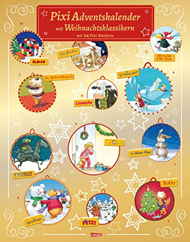 Pixi Adventskalender GOLD 2022: Adventskalender mit 24 Weihnachts-Klassikern als Pixi