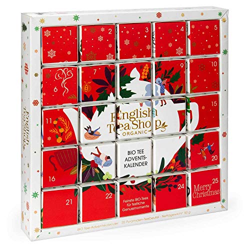 English Tea Shop - Puzzle Tee Adventskalender "Red Christmas", 25 weihnachtliche Premium BIO Tees
