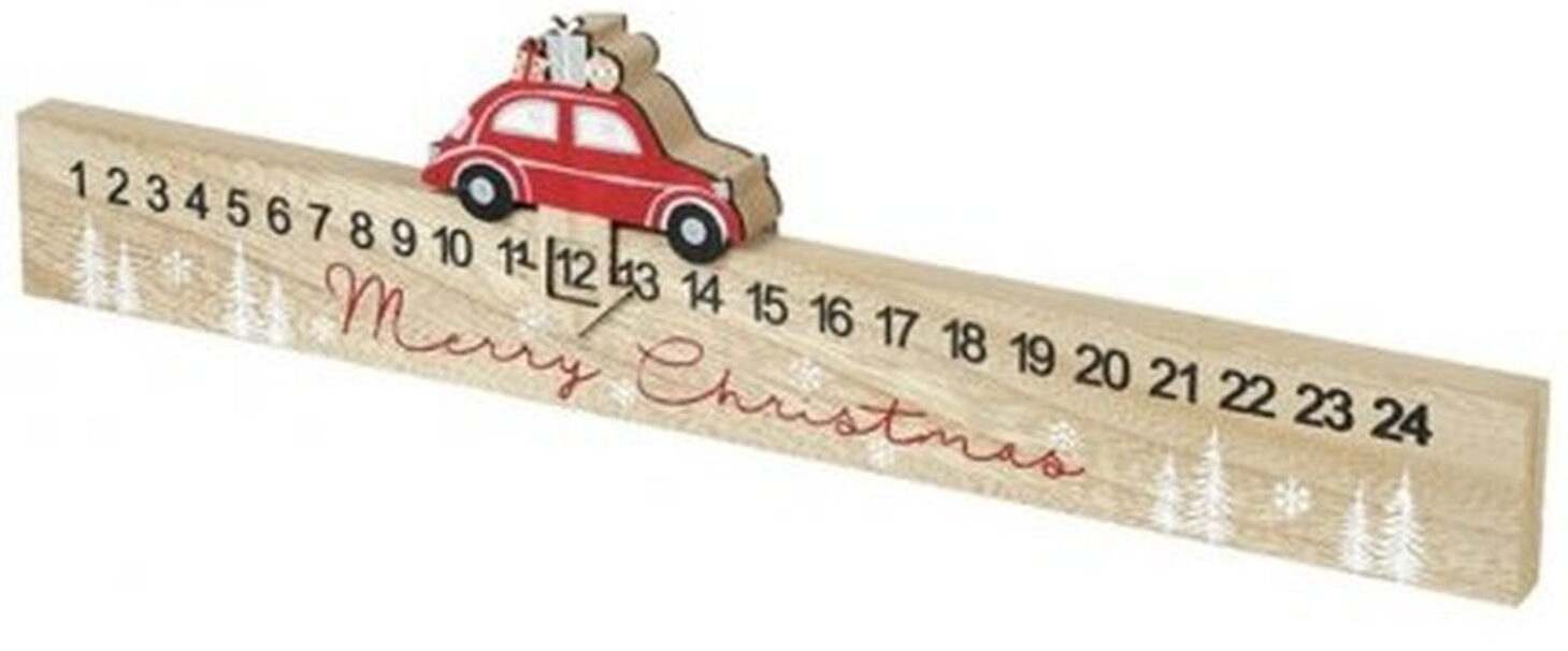 Wooden Advent Calendar Slider with Car Content (EN)