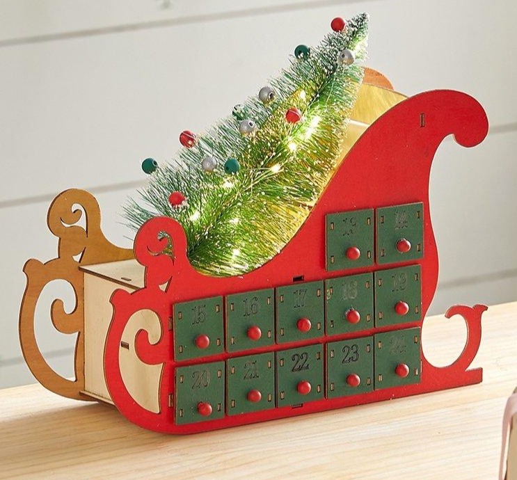 Living and Home Christmas Decoration Wooden with Drawers Advent Calendar 2023