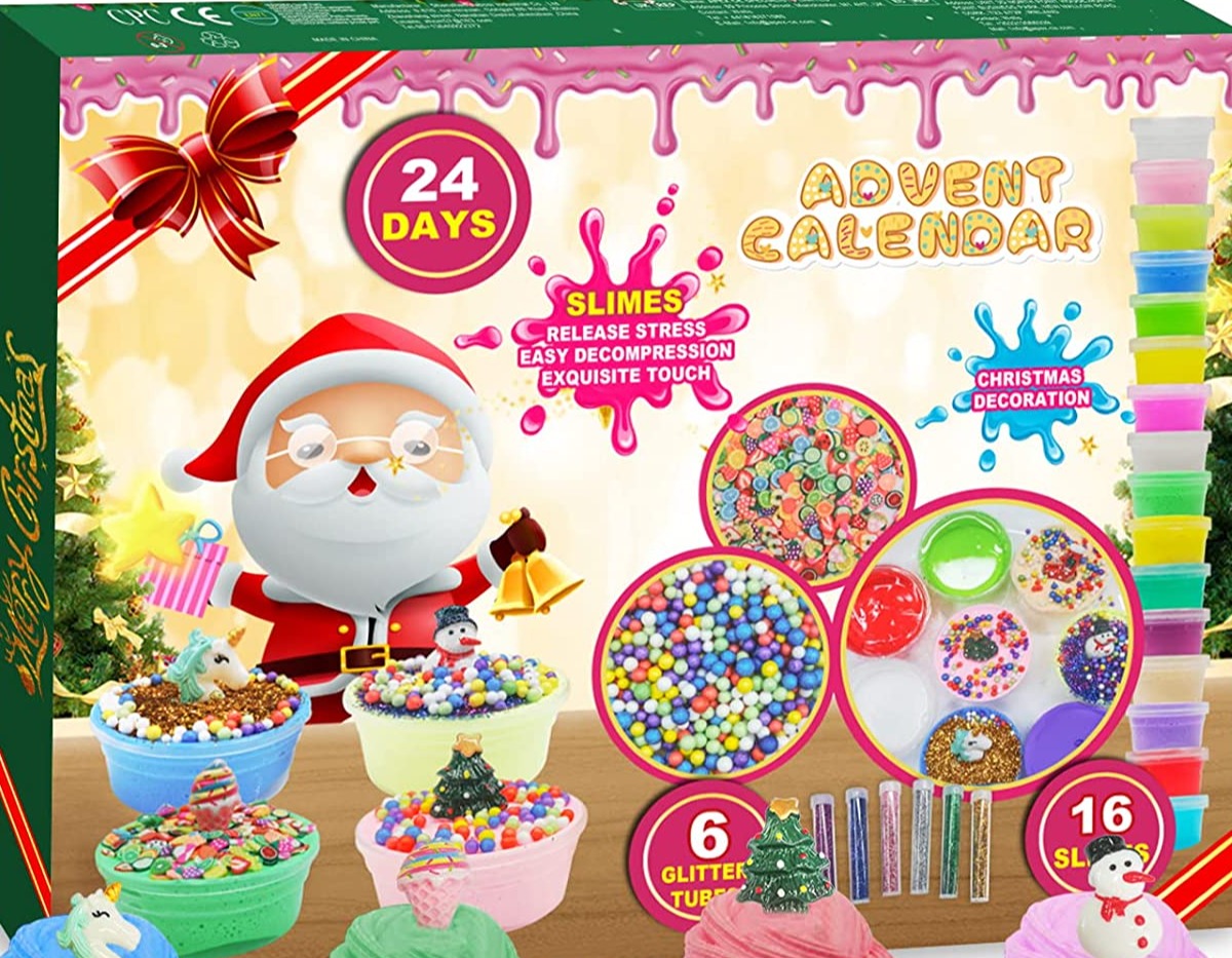 Adventskalender 2022 Weihnachten 24 Tage Countdown Kalender DIY Slime Making Kit Xmas Geschenk für Kleinkind Kinder Teenager Mädchen 4 5 6 7 8 9 10 11 12 Jahre alt