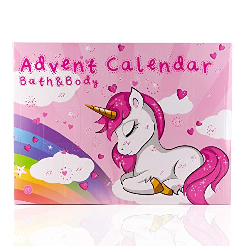 Accentra Beauty-Adventskalender Unicorn für Frauen, Mädchen, Pferde- & Einhorn-Fans, 24 Kosmetik Adventskalender Kleinigkeiten für Körperpflege, Nagelpflege, Badespaß uvm