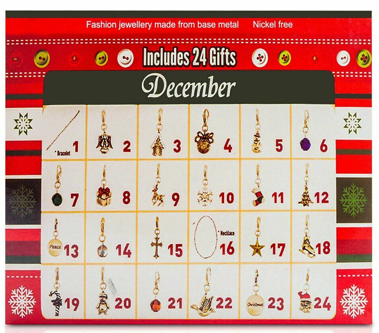 The Range Christmas Countdown 24 days Red Advent Calendar, DIY Necklace Bracelet For Christmas
