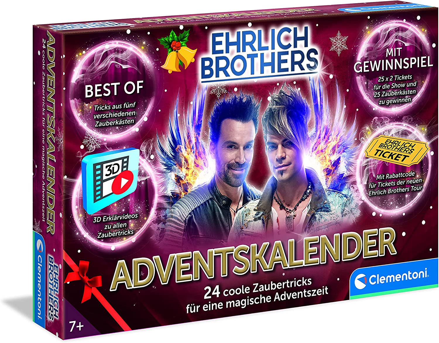Ehrlich Brothers Adventskalender 2022, magischer Weihnachtskalender, mit 24 coolen Zaubertricks, Zauberkasten für Kinder ab 7 Jahren von Clementoni 59298
