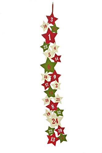 HEITMANN DECO Filzadventskalender mit Sternen zum Aufhängen und Selbstbefüllen - Rot, Grün, Weiß
