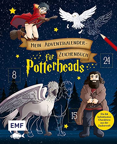 Mein Adventskalender-Zeichenbuch: Weihnachten für Potterheads: Die 24 beliebtesten Charaktere aus der Zauberwelt – Mit perforierten Seiten zum Auftrennen