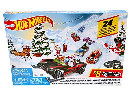 Hot Wheels Adventskalender mit 8 dekorierten Fahrzeugen Spielzeugauto Kinder 