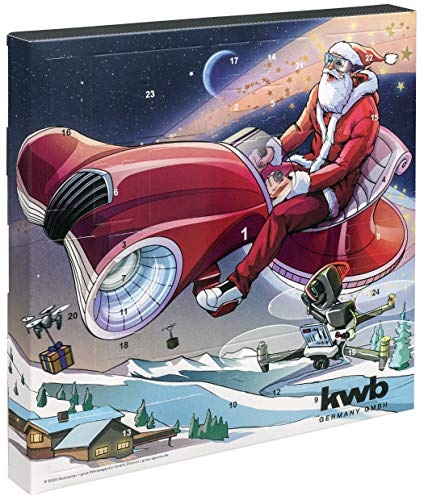 kwb 370140 Adventskalender 2020 mit Gewinn-Chance-Weihnachts-Kalender für Mann und Frau, Werkzeug-Set inkl. Multitool-Card und Tasche, Version
