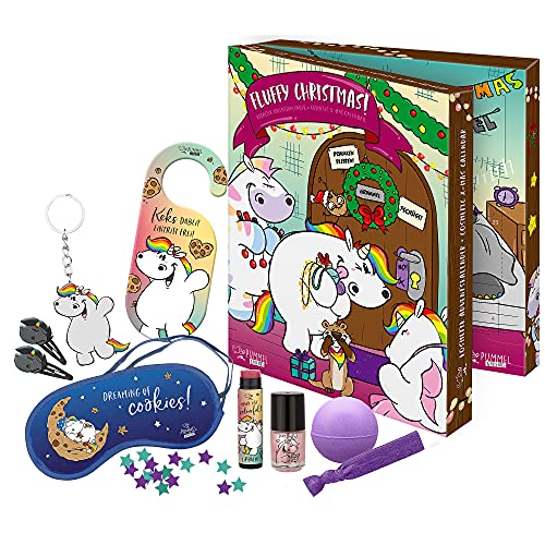 Pummel & Friends - Adventskalender für Kinder, mit Beauty-überraschungen, Haar-Accessoires und Zubehör, Deko-Box zum Aufstellen, besondere Geschenk-Idee für Mädchen und Einhorn-Fans