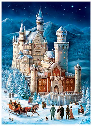 Richard Sellmer Verlag Papier Adventskalender / Weihnachtskalender mit Bildern und Glimmer für Kinder und Erwachsene Schloß Neuschwanstein
