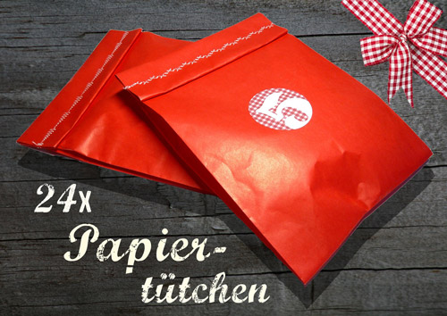 24 rote Tütchen für DIY-Adventskalender