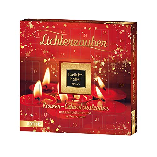 ROTH Kerzen-Adventskalender 'Lichterzauber' mit 24 Lichtern und einem Kerzenhalter, 35x35x4cm