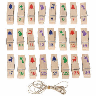 Holzklammern-Set inkl. Schnur mit Nummern