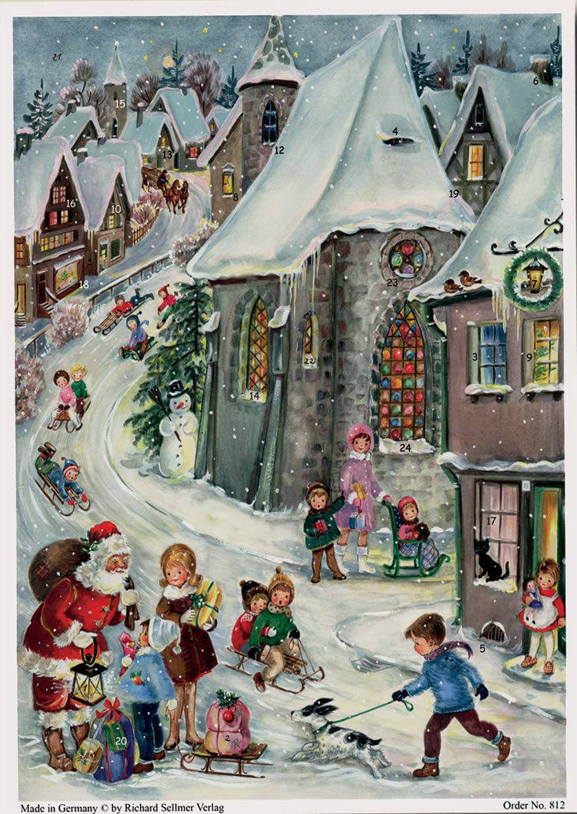 Adventskalender Weihnachtsturm Papier-Adventskalender 