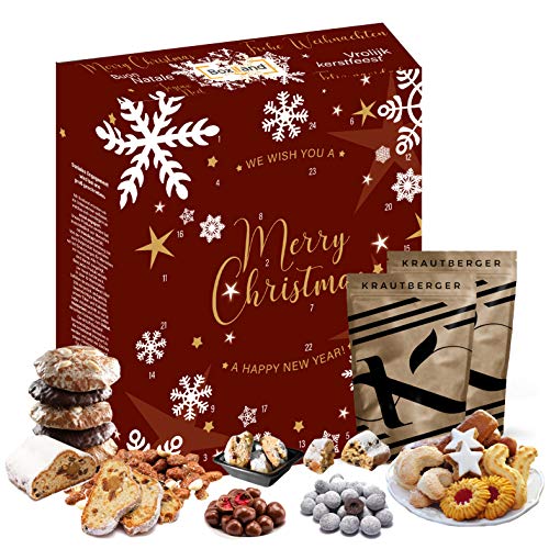Weihnachts-Adventskalender 2020 I Weihnachtskalender mit weihnachtlichen Produkte I 24 köstliche Leckerein für die Adventszeit I Leckerein Geschenkbox I Countdown bis Weihnachten